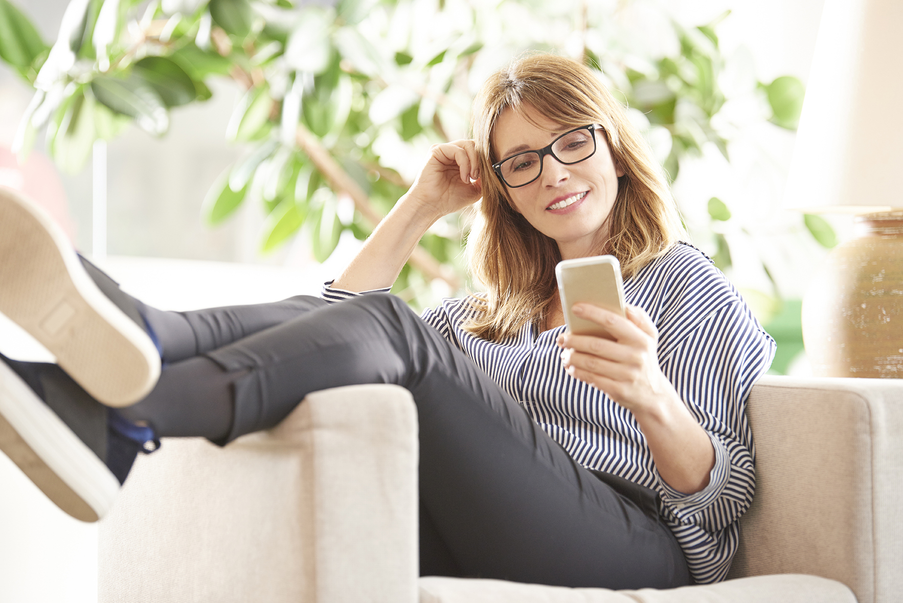 Young woman looking at a phone