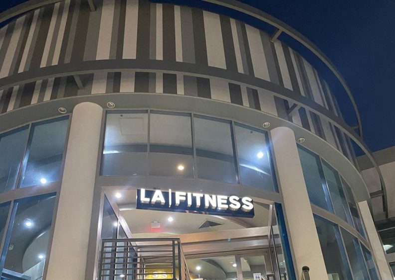 the exterior of an LA Fitness business franchise location