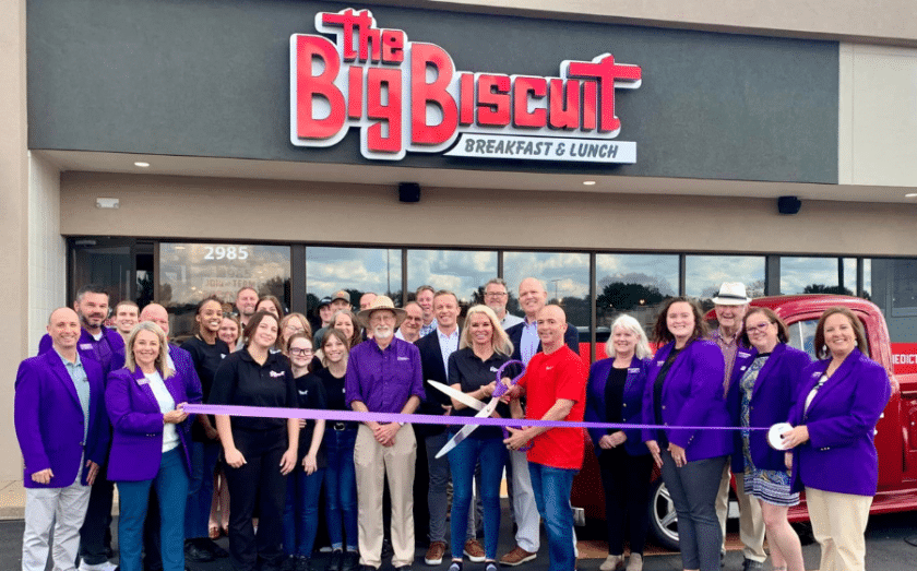 The Big biscuit ribbon cutting