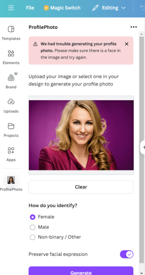 Worst AI headshot generator - Canva