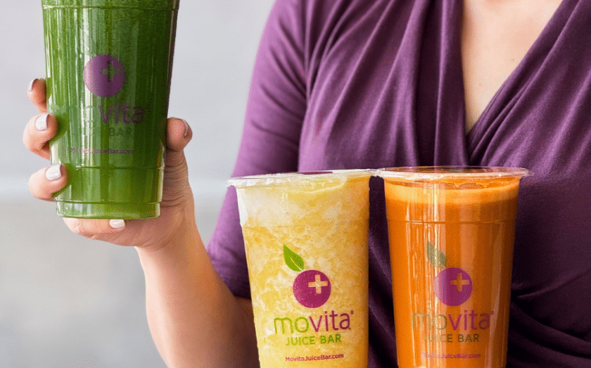 Three drinks from Movita Juice Bar franchise