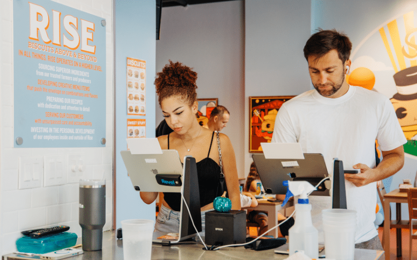 Workers at a Rise franchise location