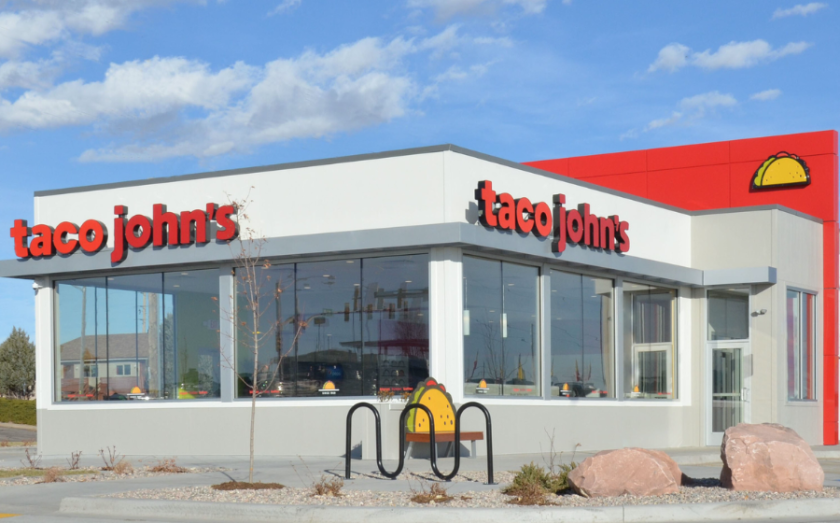 Exterior of a Taco John's franchise location