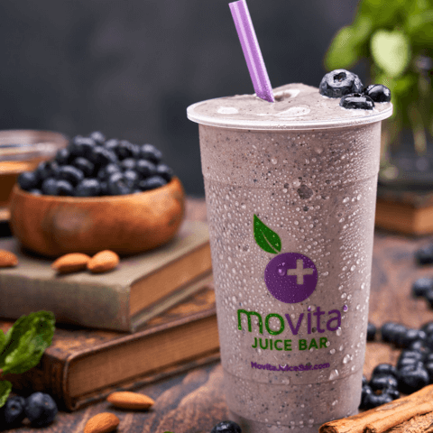 Blueberry smoothie from Movita Juice Bar franchise