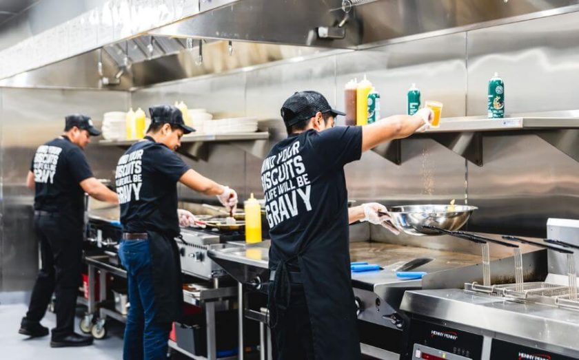 Interior of a kitchen at The Big Biscuit franchise