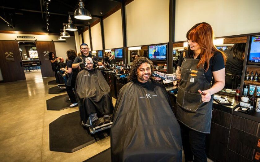 Client at Hammer & Nails franchise
