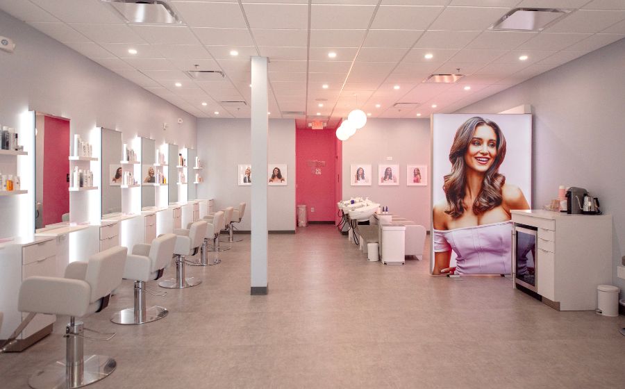 Interior of Blo Blow Dry Bar Austin franchise location SCALED